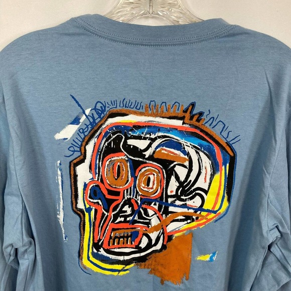 Gap T-Shirt Mens Sz S Jean-Michel Basquiat Blue Cotton Graphic Art Long Sleeve - Picture 4 of 9